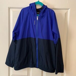 Reebok Blue Hooded Zip Thin Wind Jacket AS IS